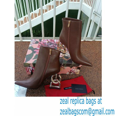 Dolce  &  Gabbana Heel 10.5cm Leather Ankle Boots Brown with DG Pop Heel 2021